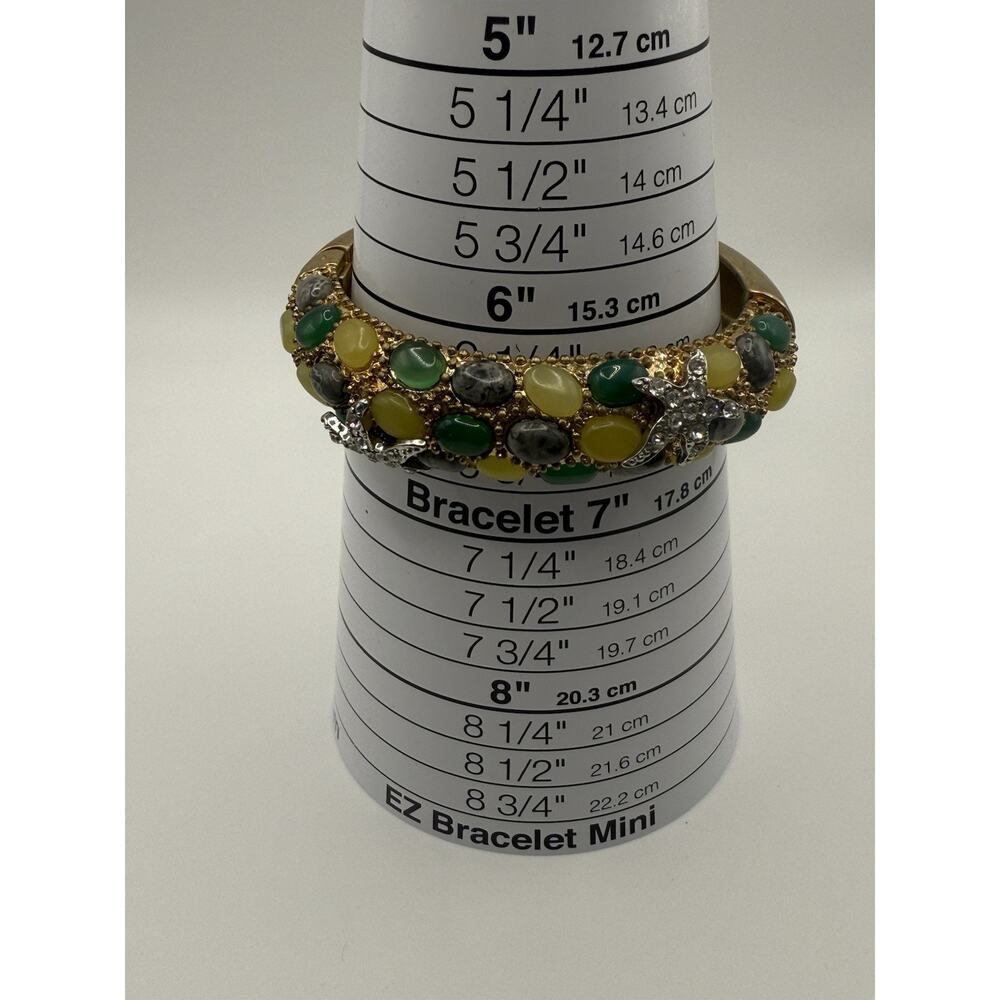 Vintage Cabi Cuff Bracelet Hinged‎ Rhinestone Starfish Colorful Stones Gold Tone - Picture 7 of 10